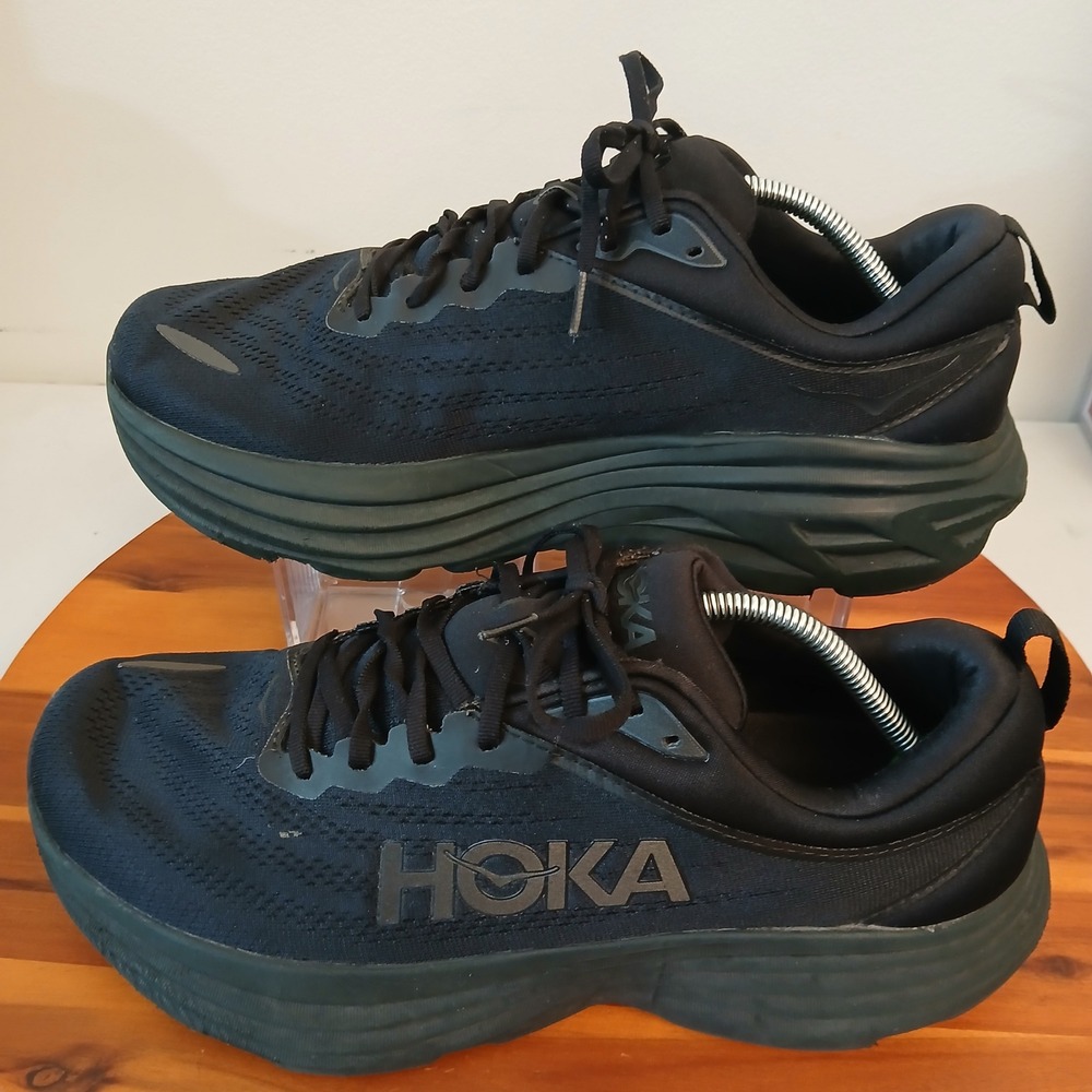 Hoka One One Bondi 8 Mens 12 4E Black Running Shoes Sneakers 1127955 BBLC